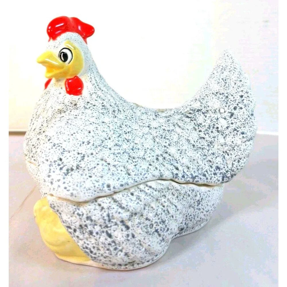 Rare Grey Speckled Vintage Arnel's Mother Hen & Chicks 1930s Chicken Farmhouse